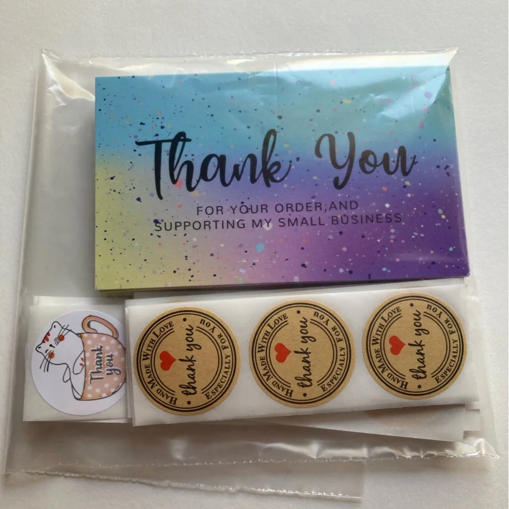 90 Pieces 25 Thank You Cards 25 Hand Made Stickers 40 Thank You Stickers